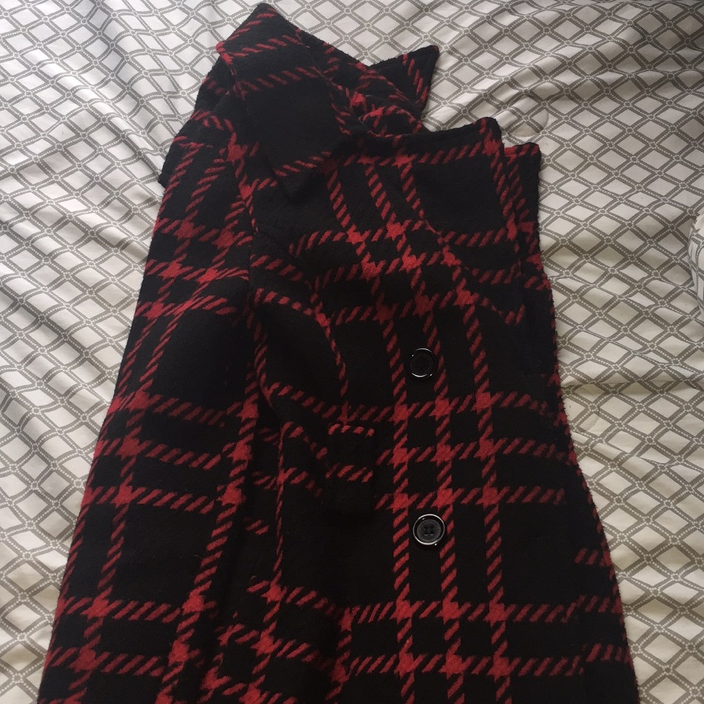 Red Plaid Pea Coat